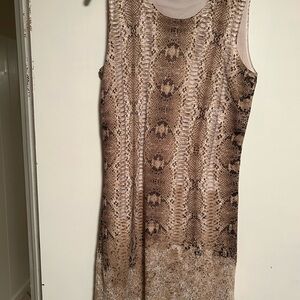 Magaschoni Brown Snake Print Midi Dress
